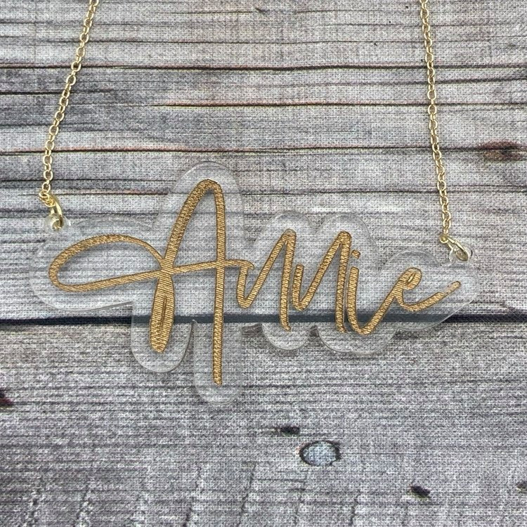 Clear Acrylic Name Necklace - ANNIE Font