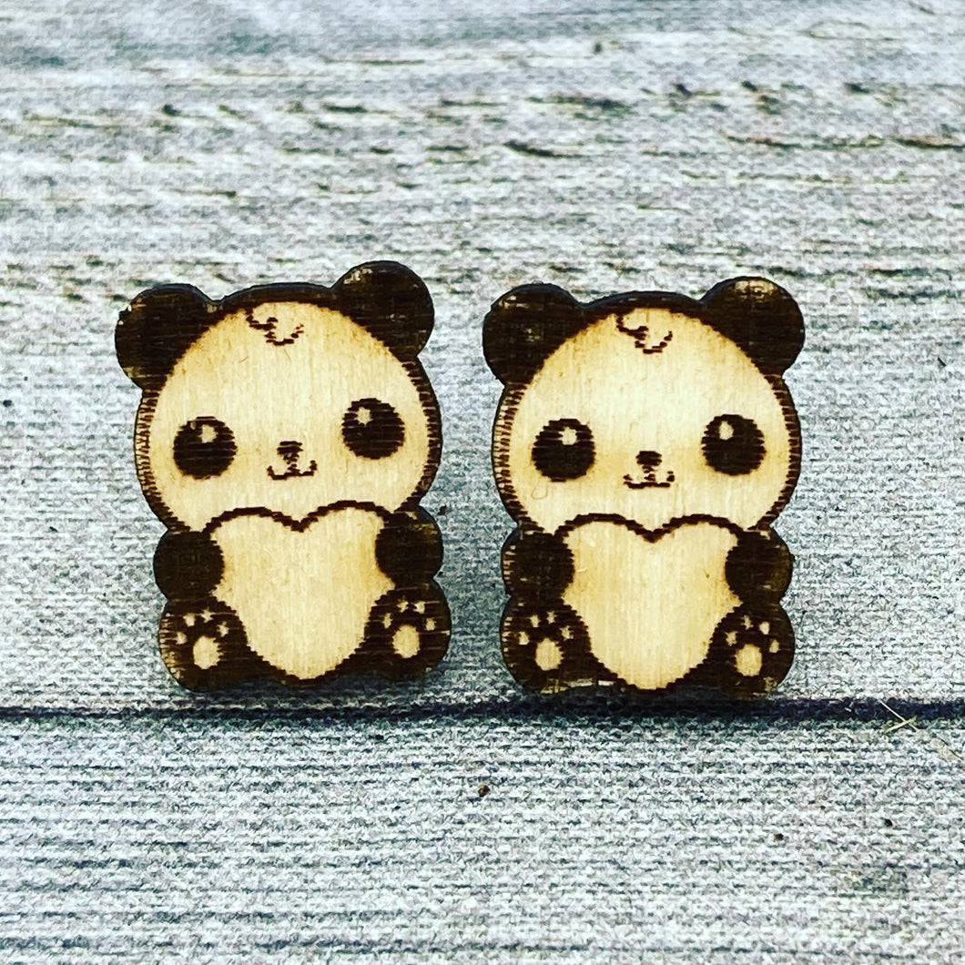 Panda Hearts Stud Earrings