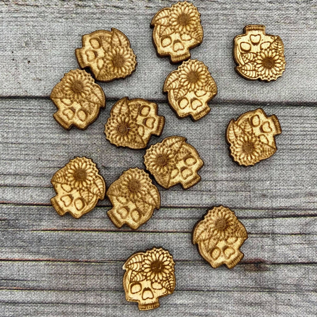 Sunflower Skulls Wood Confetti