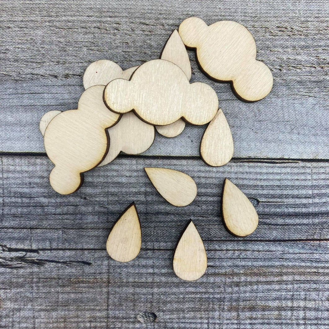 Clouds and Raindrop Mix Wood Confetti