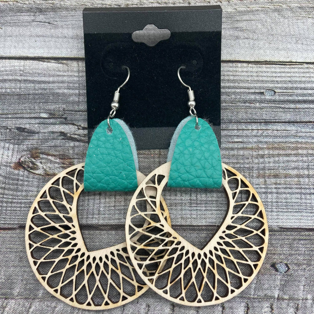 Hoops with Teal Leather