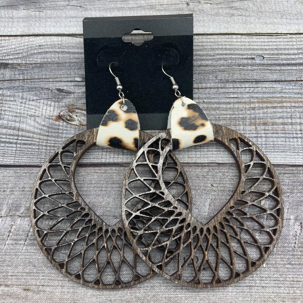 Dark Hoops with Leopard Leather