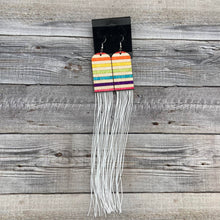 Load image into Gallery viewer, Rainbow Striped Long Fringe Earrings
