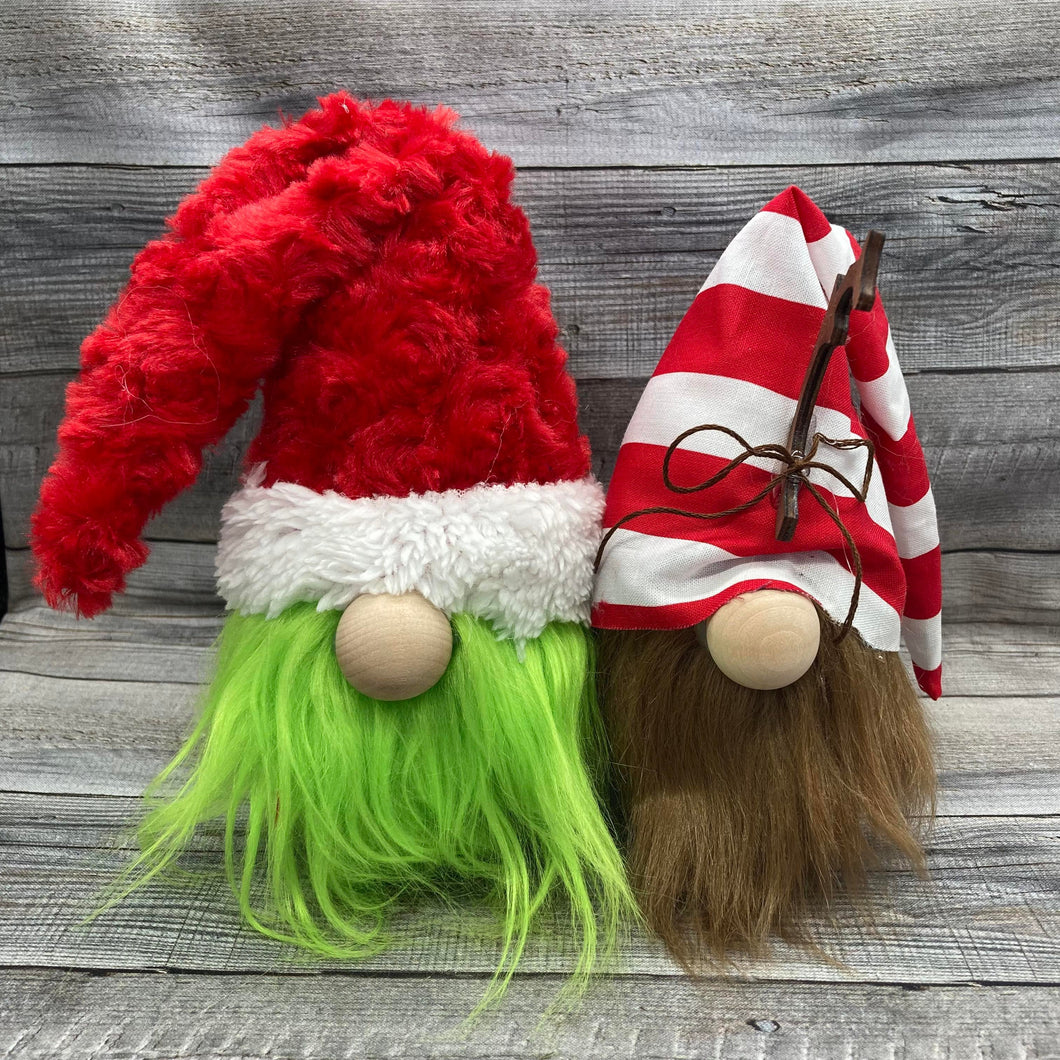 Green Santa and Reindeer Gnome Pair
