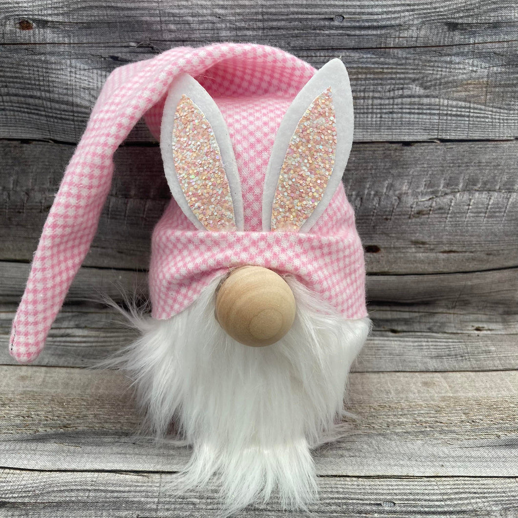 Pink Gingham Bunny Gnome