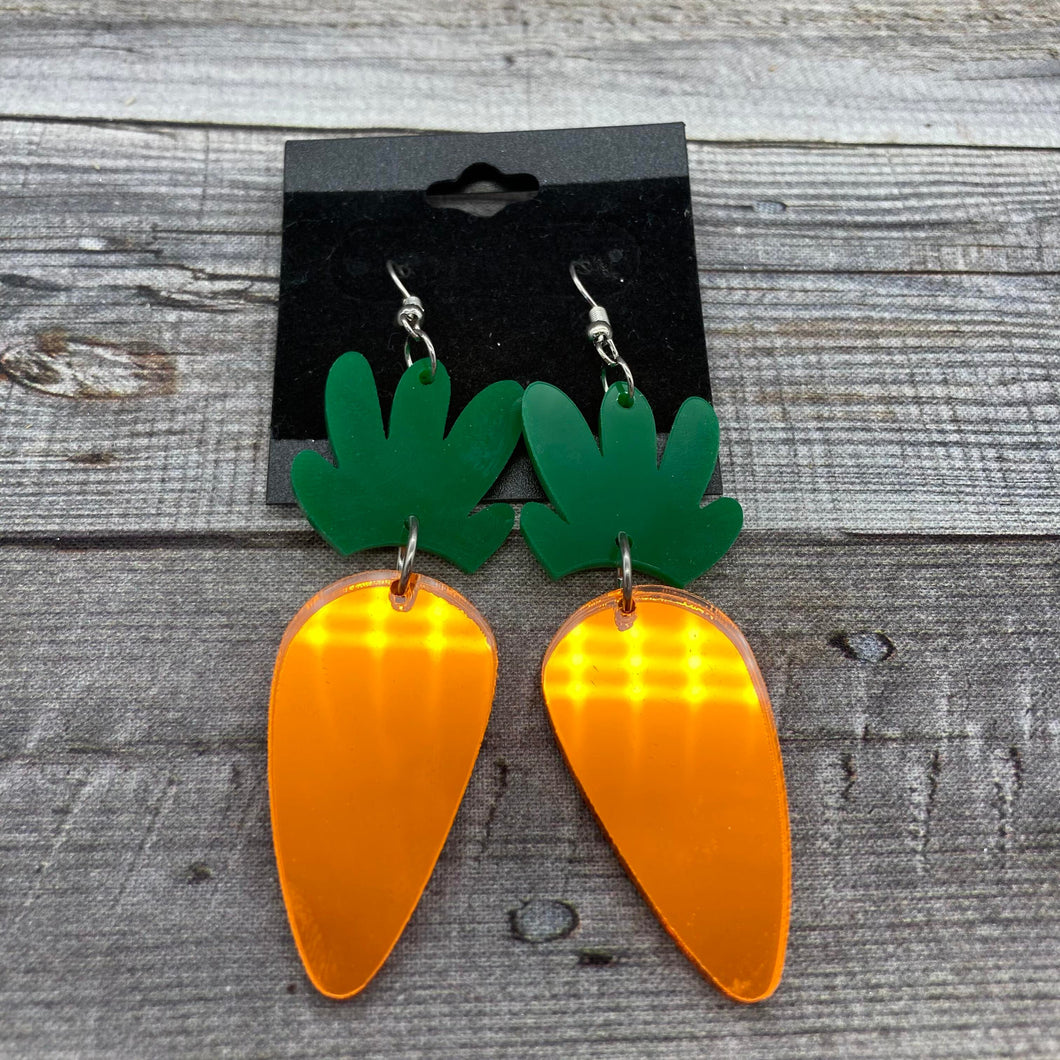 Mirrored Acrylic Carrot Earrings
