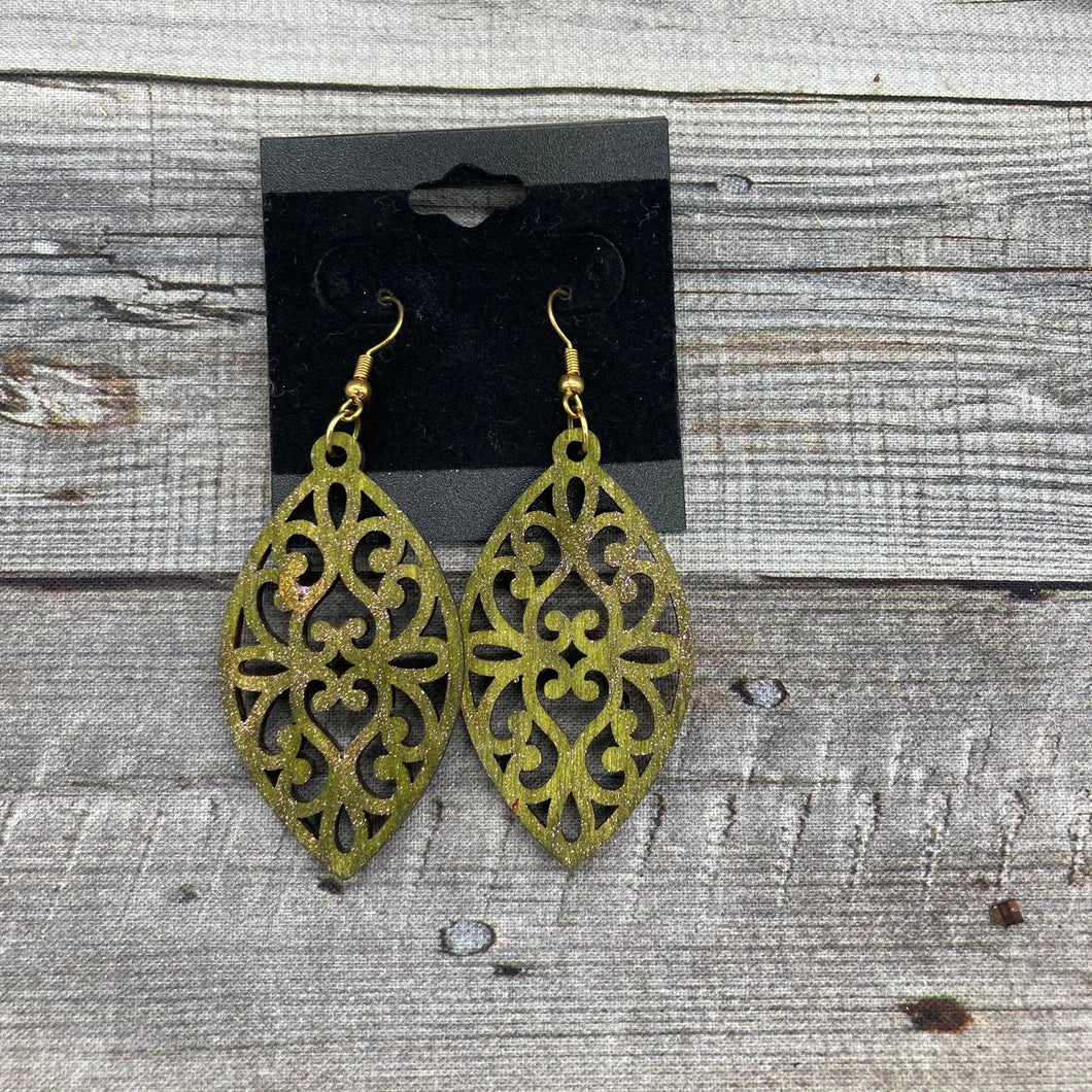 Green Abstract Earrings