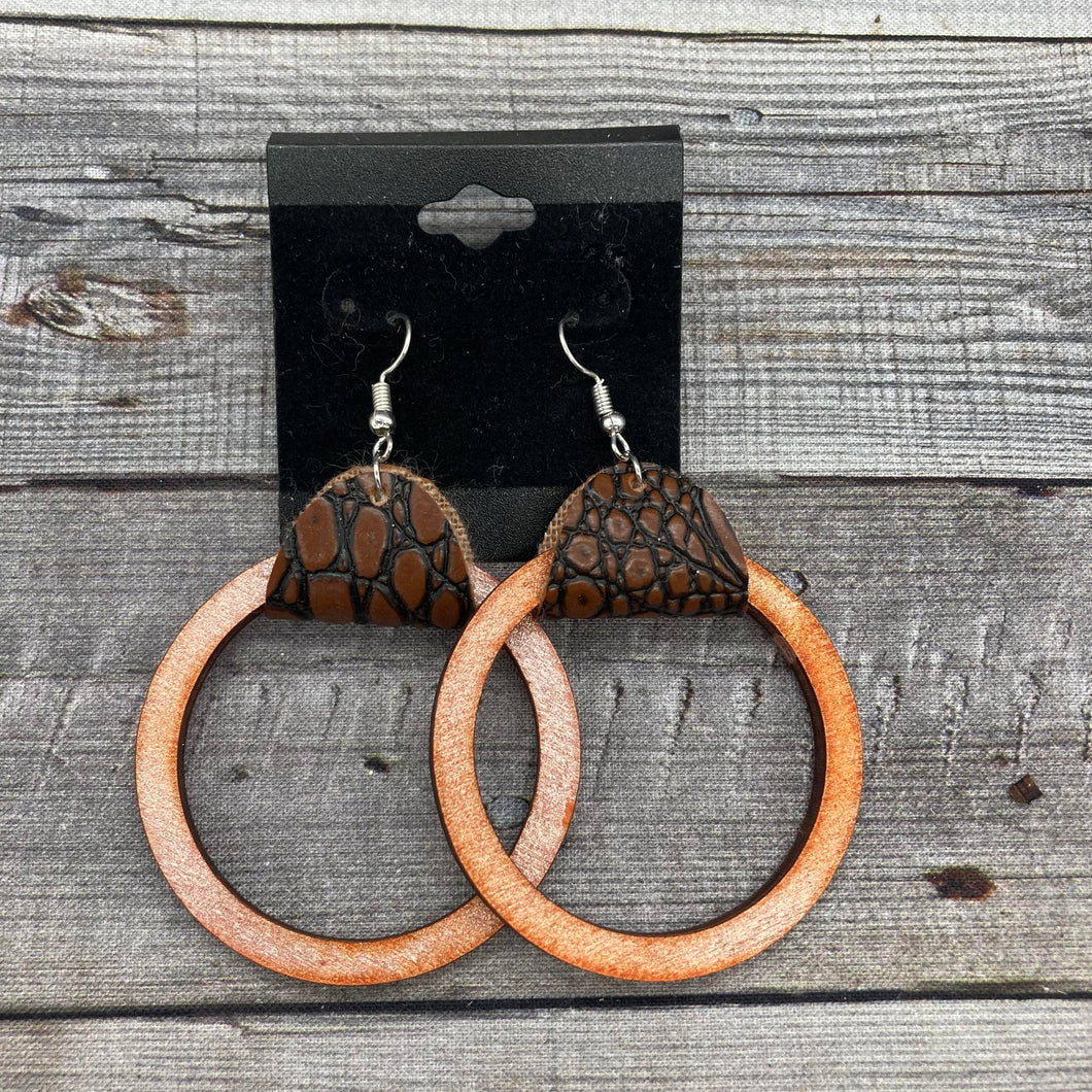 Orange Hoops with Leather Connectors