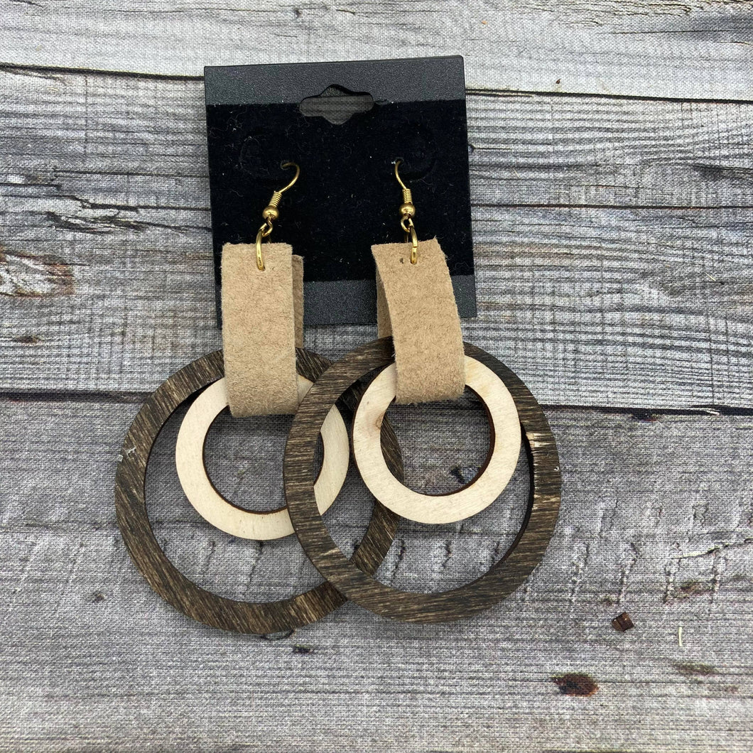 Double Hoops with Leather Connectors