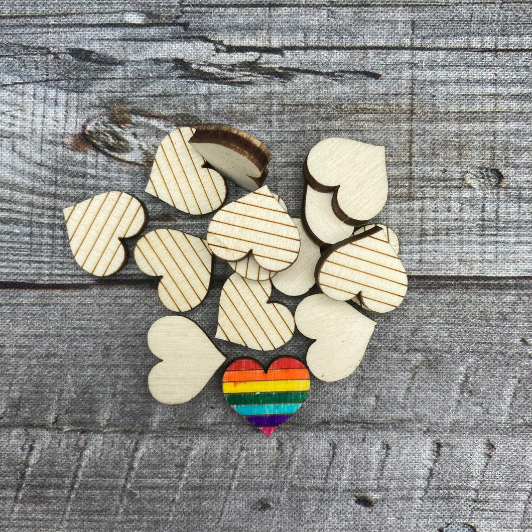 Rainbow Pride Heart Wood Confetti