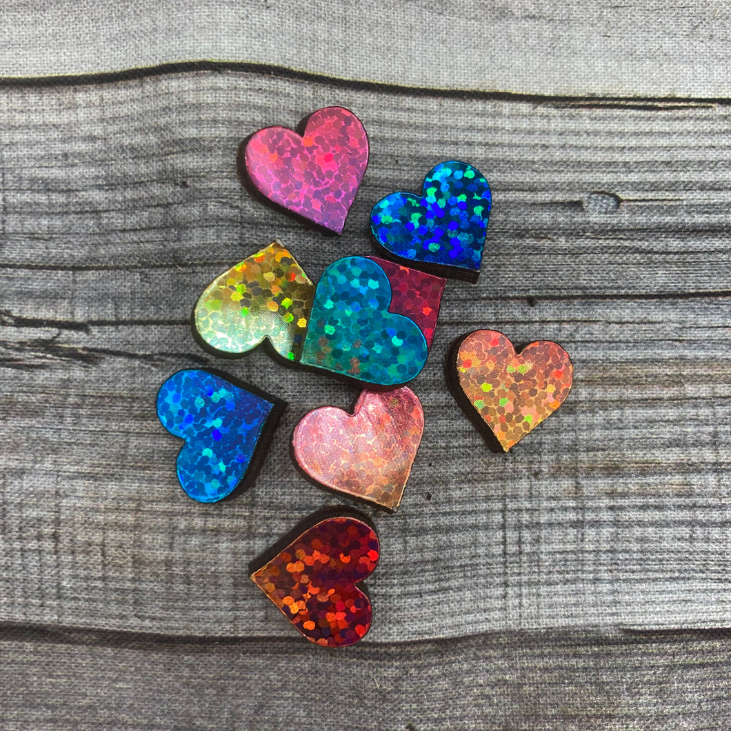 Rainbow Holographic Heart Wood Confetti