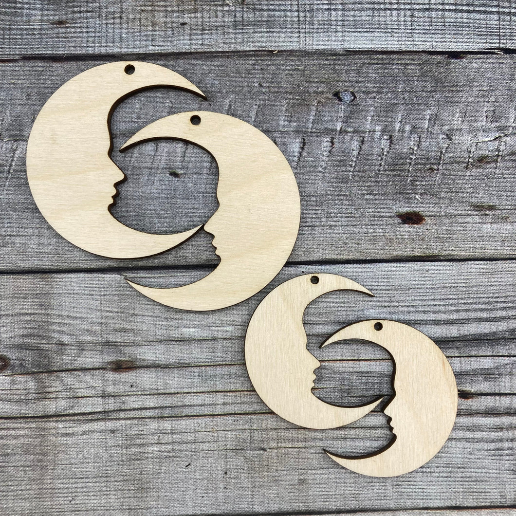 Crescent Moon with Face Earring Blank